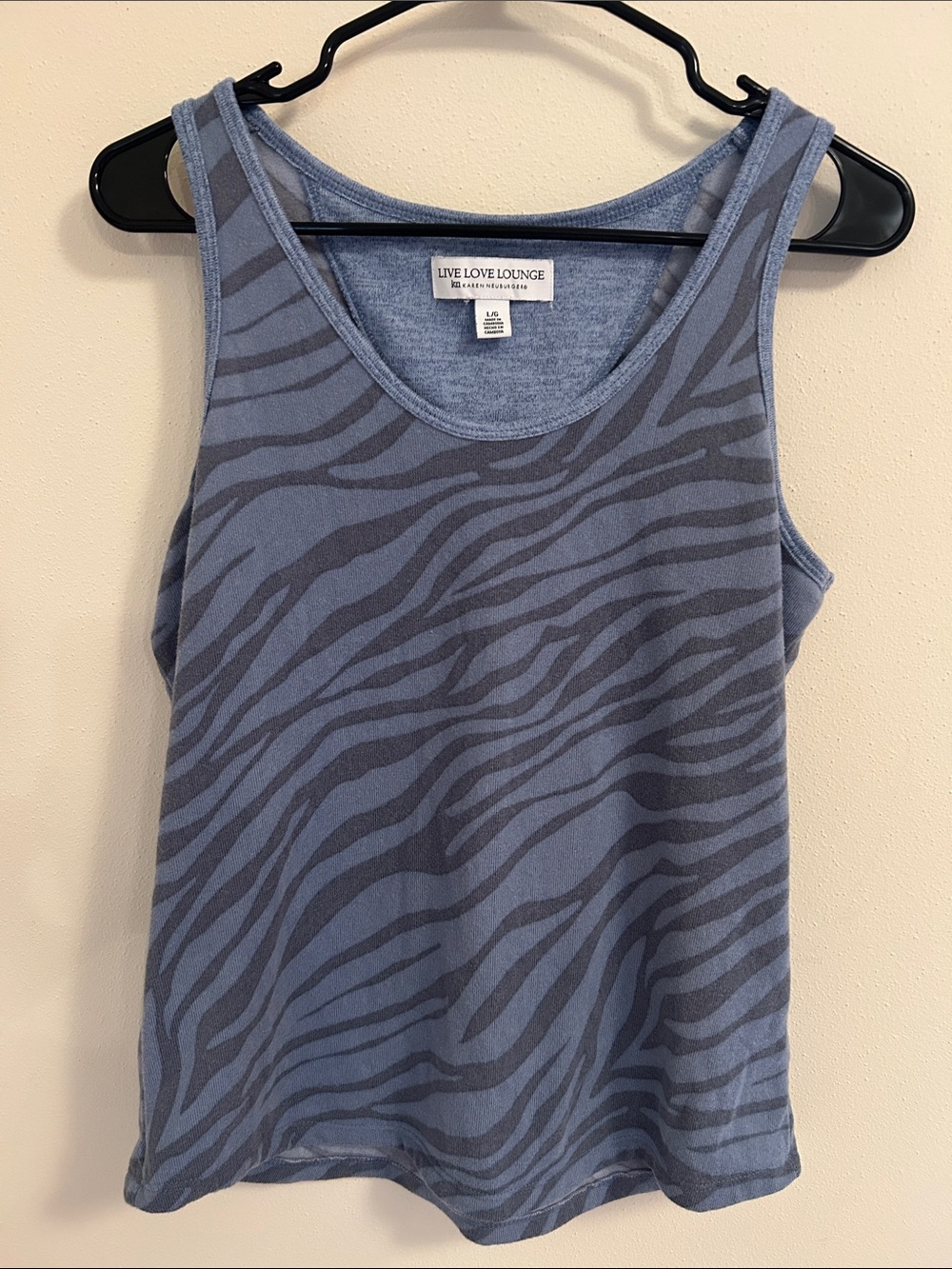 Live Love Lounge Blue and Charcoal Zebra-Print Tank Top